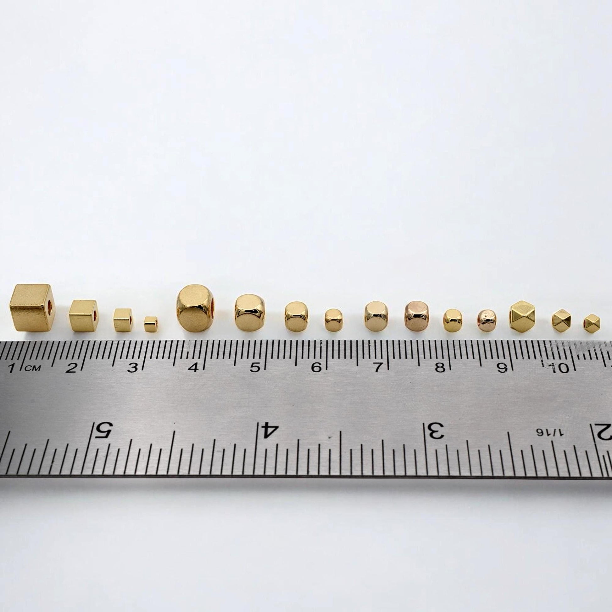 18k Gold Filled Alternative Spacer Beads Cube, Round, Square, Box Small 2mm   6mm for DIY Bracelets, Necklaces, Jewelry Ma...