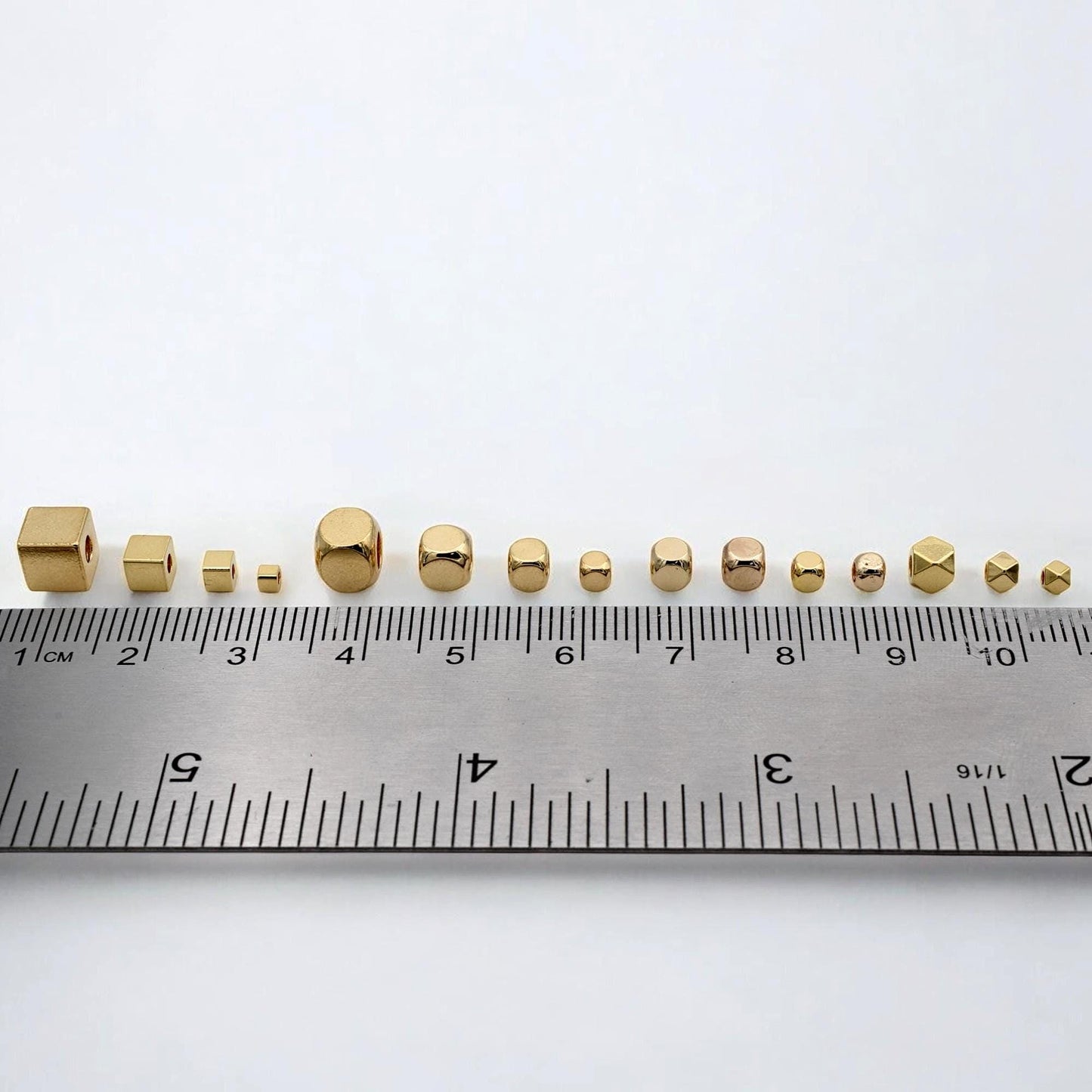 18k Gold Filled Alternative Cube Round Square Beads, Polished Gold Finish (2mm-6mm Sizes, Durable Craft Spacers, DIY Jewelry Making)