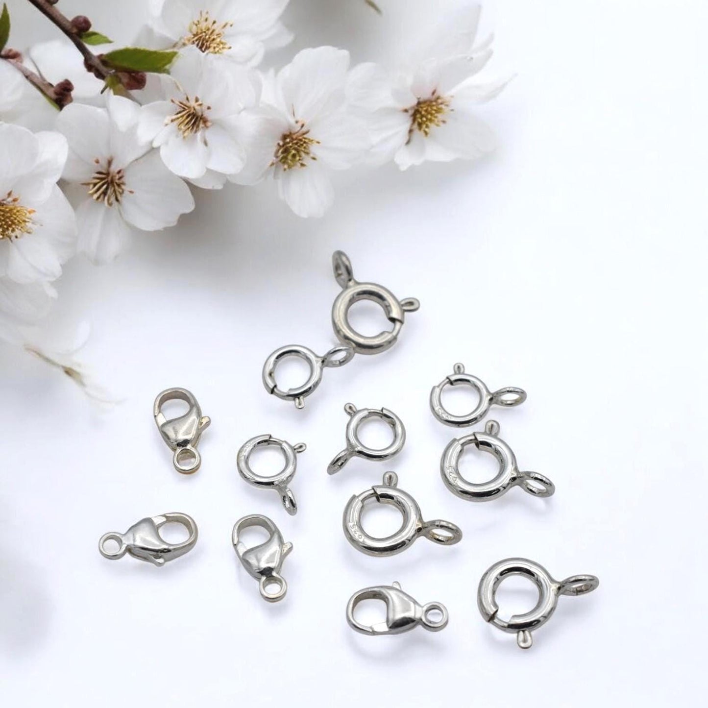 925 Sterling Silver Lobster Spring Ring Clasps Jewelry Findings, Necklace & Bracelet Closures (4-8mm Sizes, Durable, Craft Supplies)