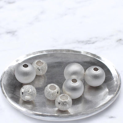 925 Sterling Silver Stardust Spacer Beads and Satin Round Textured Big Hole for Jewelry Making Necklace, Bracelet, Earring...