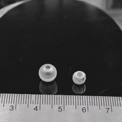 925 Sterling Silver Stardust Spacer Beads and Satin Round Textured Big Hole for Jewelry Making Necklace, Bracelet, Earring...
