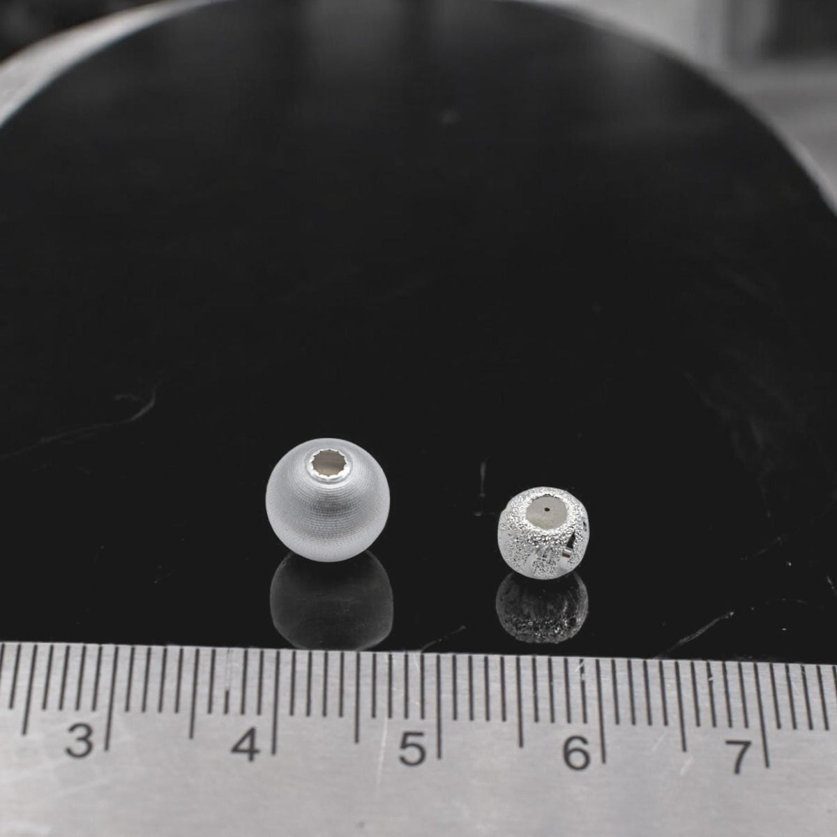 925 Sterling Silver Big Hole Beads, Stardust and Satin Texture (6mm & 8mm Sizes, Round Spacer, Jewelry Making Supplies)