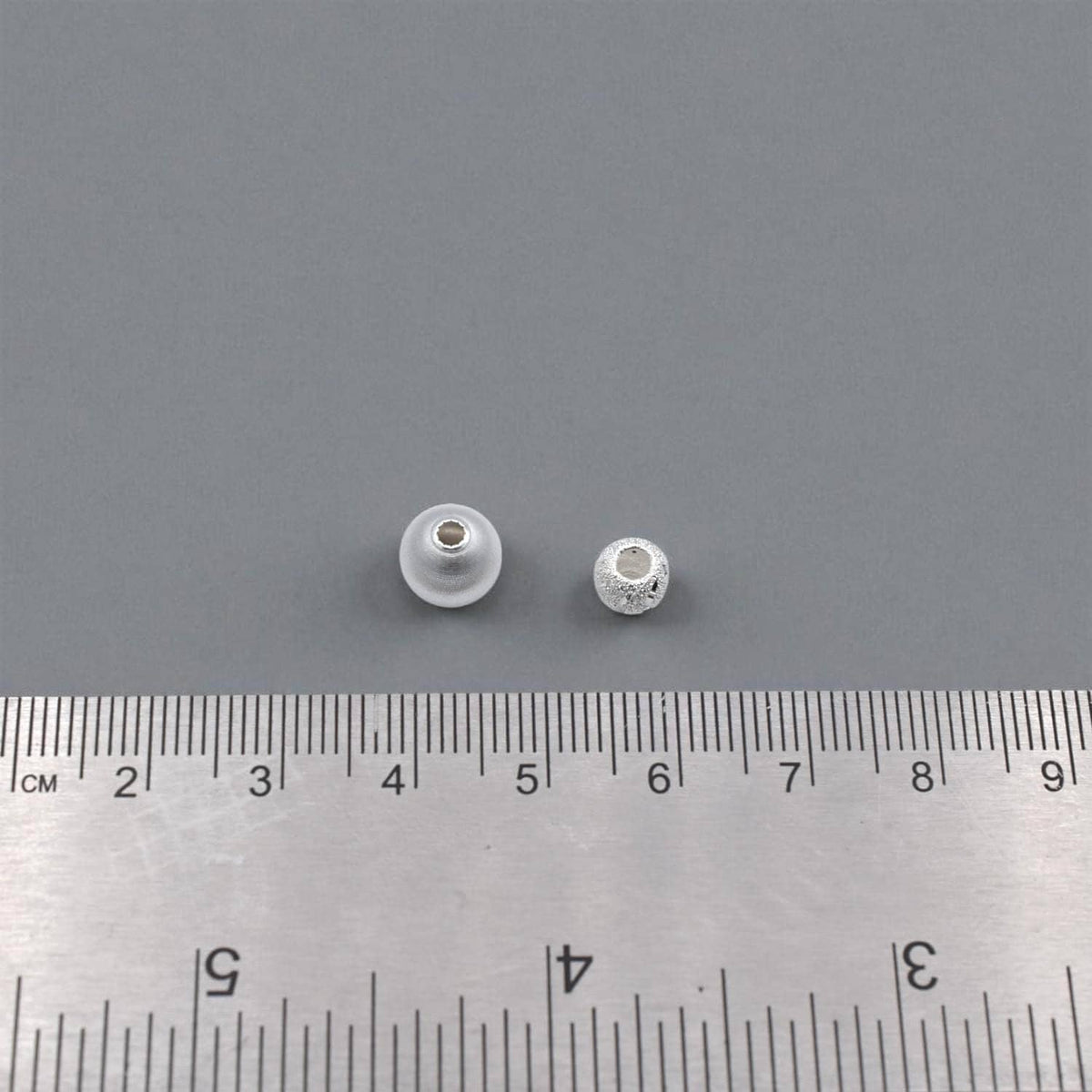 925 Sterling Silver Big Hole Beads, Stardust and Satin Texture (6mm & 8mm Sizes, Round Spacer, Jewelry Making Supplies)