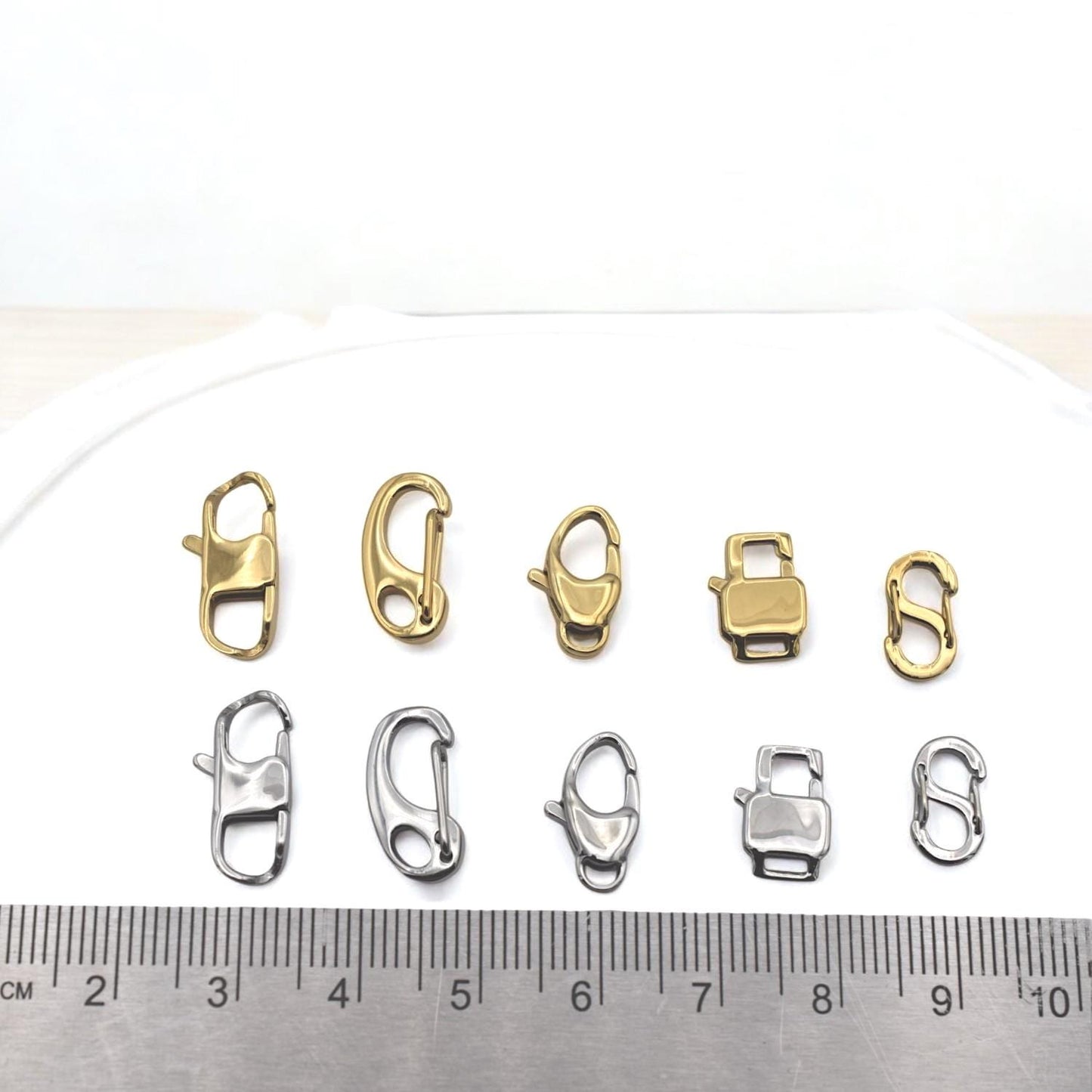 Gold Plated Lobster Clasps Snap: Jewelry Connectors for Necklaces Bracelets (Rectangle Shape, Gold & Silver Tone, 3 Pieces)