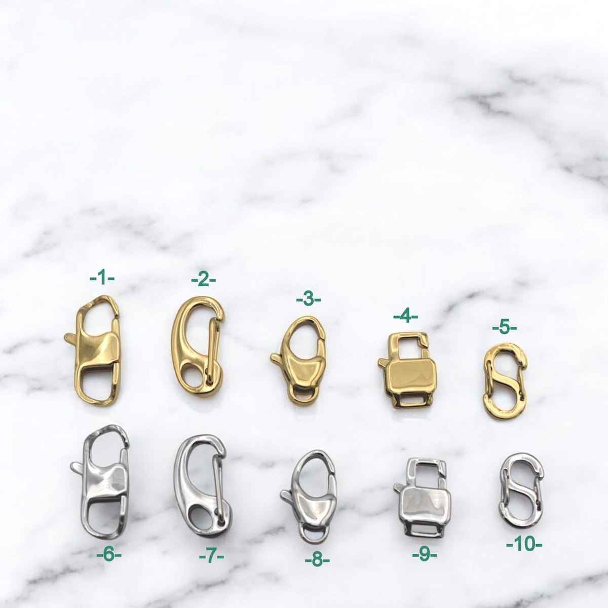 Gold Plated Lobster Clasps Snap: Jewelry Connectors for Necklaces Bracelets (Rectangle Shape, Gold & Silver Tone, 3 Pieces)