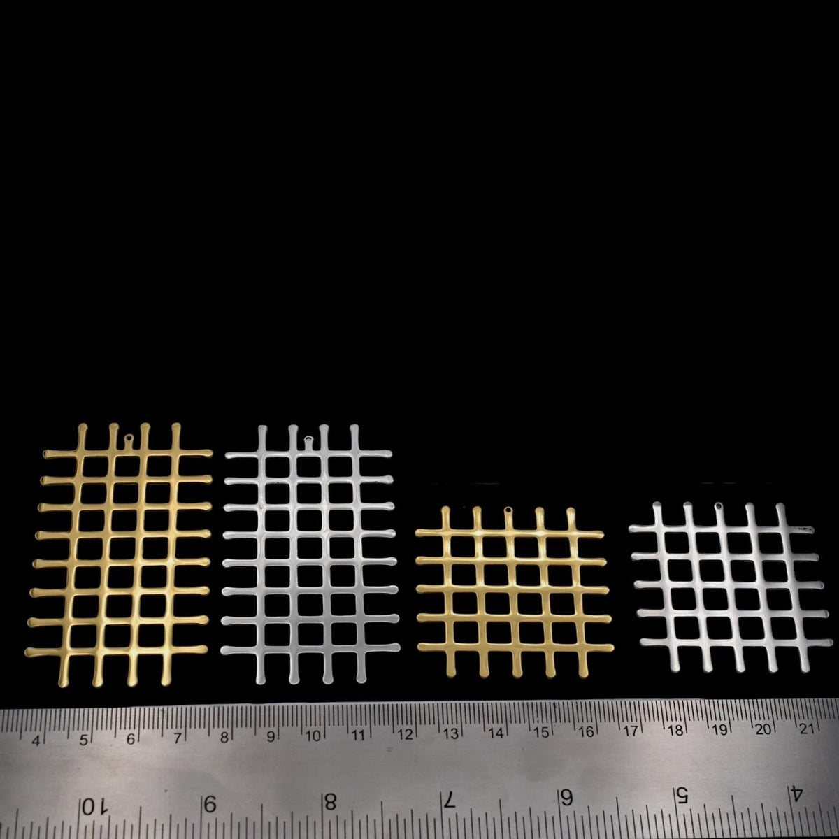 Stainless Steel Grid Pendant: Gold & Silver Geometric Charm, Modern Jewelry Supplies | Durable, Bold Design, 70x40mm or 45x45mm