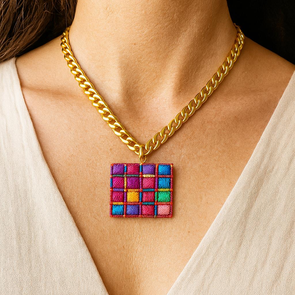 Stainless Steel Grid Pendant: Gold & Silver Geometric Charm, Modern Jewelry Supplies | Durable, Bold Design, 70x40mm or 45x45mm