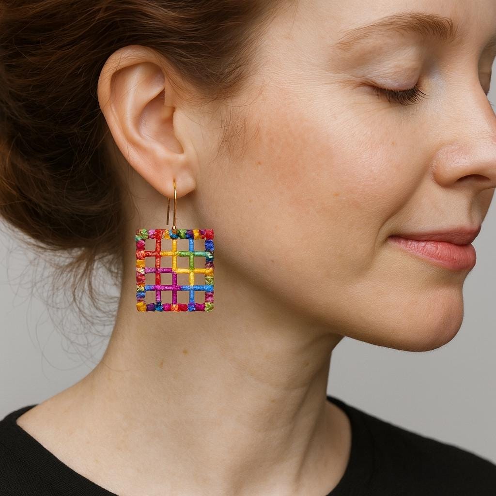 Geometric Grid Pendant – Gold Plated & Stainless Steel Cross Lattice Charms for Modern Jewelry Making, DIY Necklace, Earri...