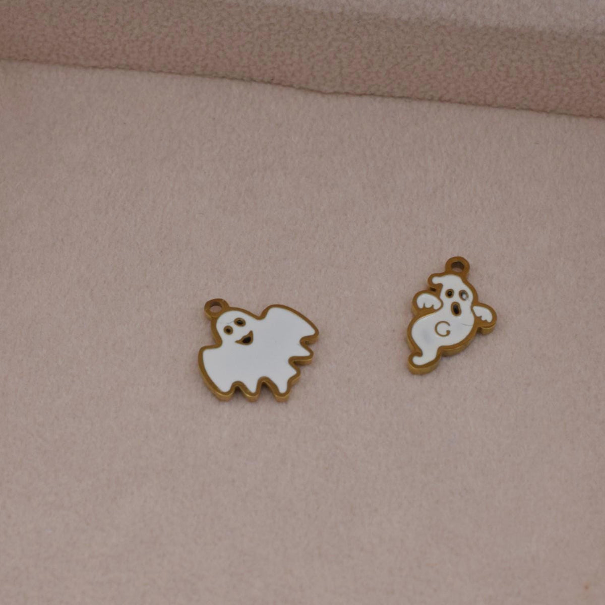 Halloween Ghost Pendants Stainless Steel Cute Enamel Charms with Gold Outline for Jewelry Making, DIY Necklace & Earring F...