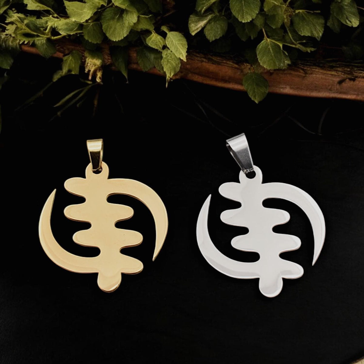 Gye Nyame Pendant: Gold And Silver Tone - African Adinkra Symbol, Stainless Steel Charm, Unisex Jewelry