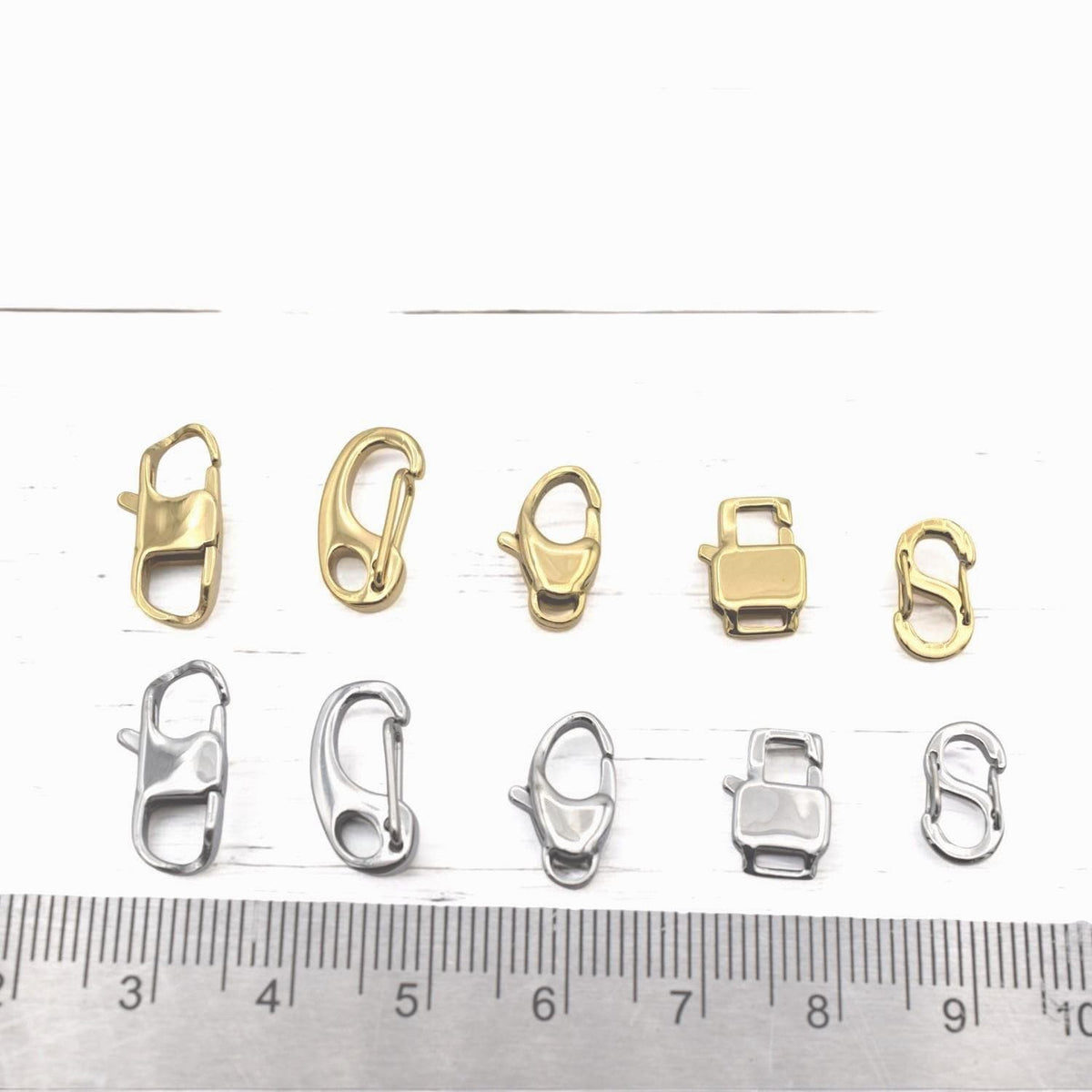 Gold Plated Lobster Clasps Snap: Jewelry Connectors for Necklaces Bracelets (Rectangle Shape, Gold & Silver Tone, 3 Pieces)