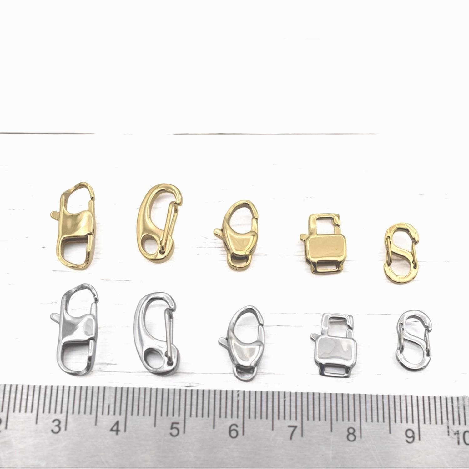 Gold Plated Lobster Clasps Snap: Jewelry Connectors for Necklaces Bracelets (Rectangle Shape, Gold & Silver Tone, 3 Pieces)