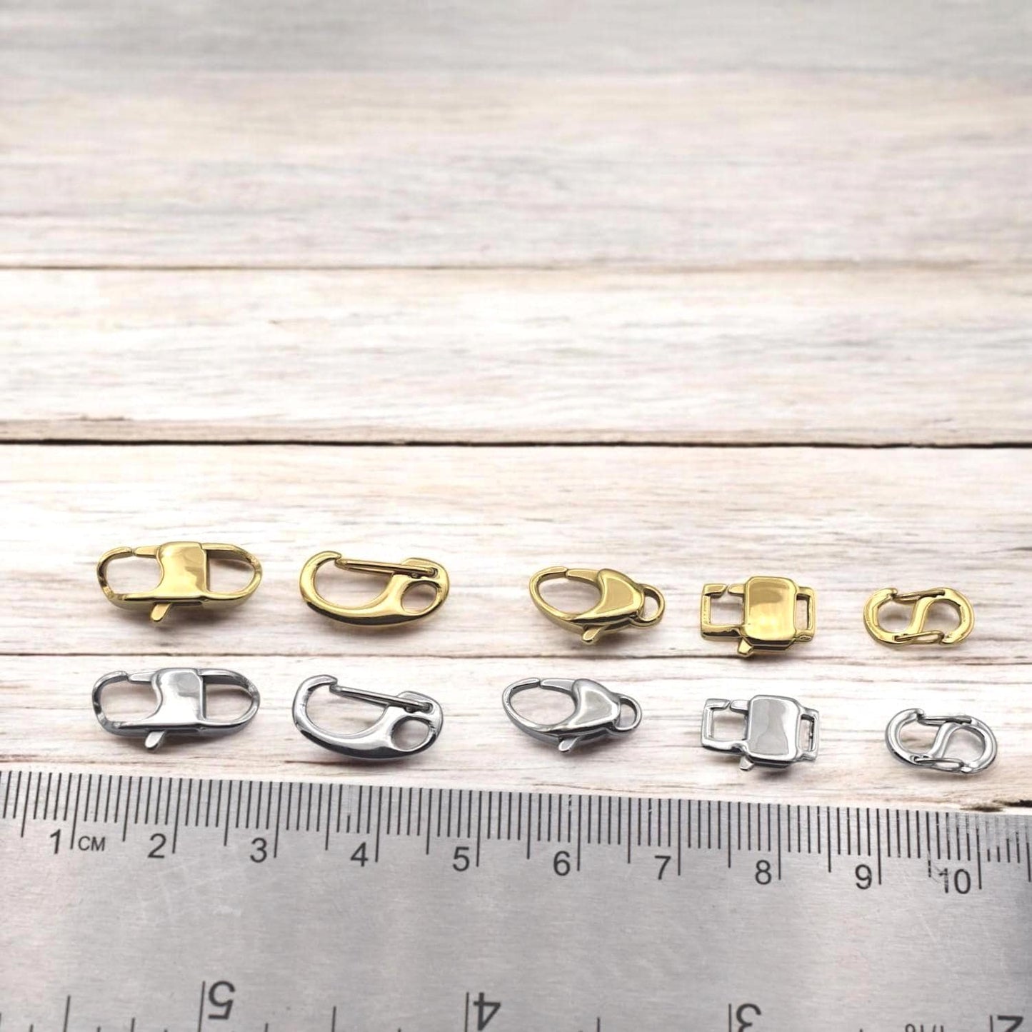 Gold Plated Lobster Clasps Snap: Jewelry Connectors for Necklaces Bracelets (Rectangle Shape, Gold & Silver Tone, 3 Pieces)