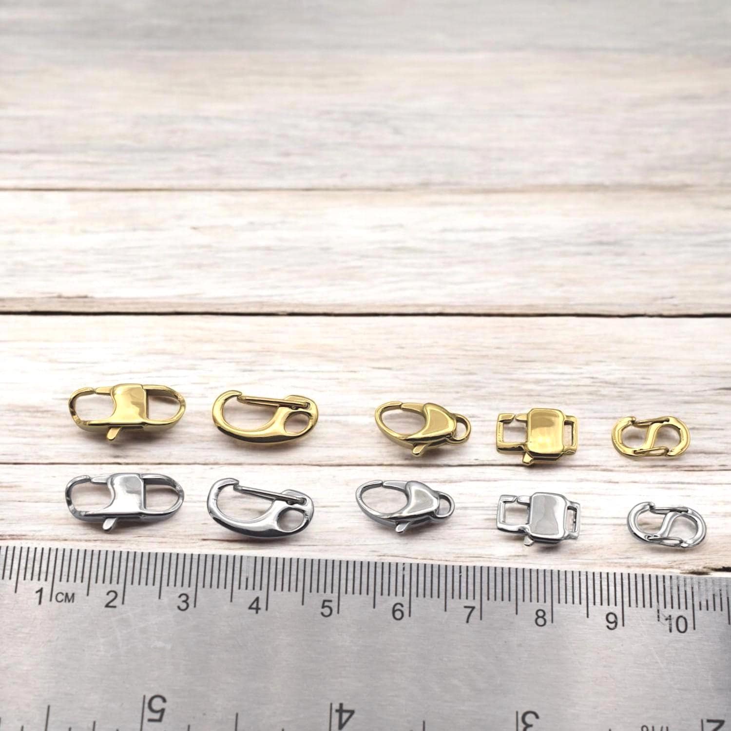 Gold Plated Lobster Clasps Snap: Jewelry Connectors for Necklaces Bracelets (Rectangle Shape, Gold & Silver Tone, 3 Pieces)