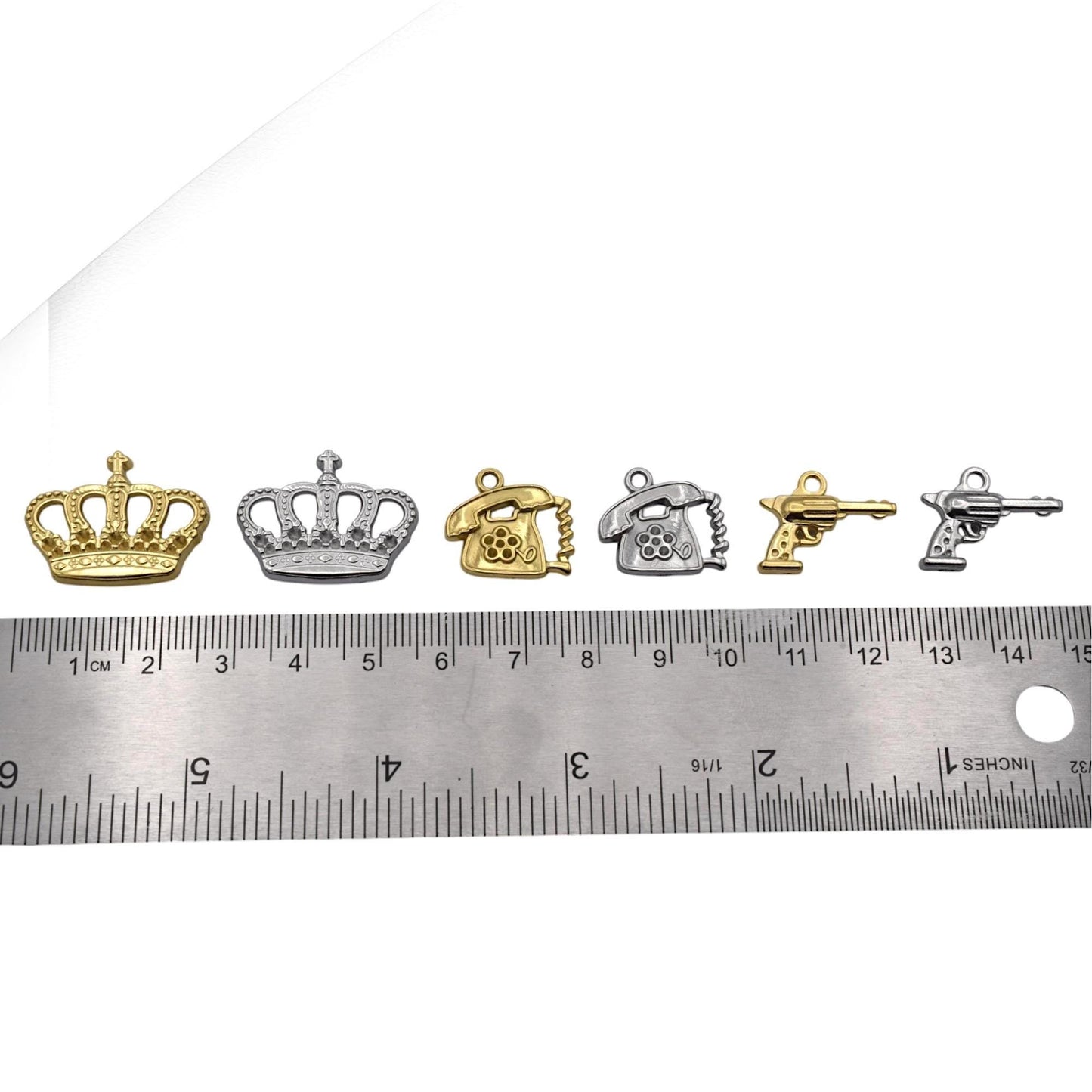 Regal Crown Pendants: Warm Gold & Cool Silver Finish - Lead-Free, Nickel Safe Charms for Jewelry Making