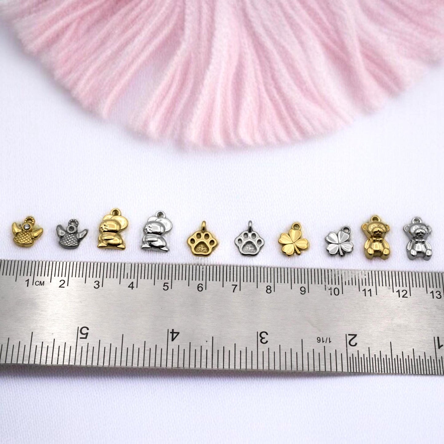 Animal Lucky Charm Gold & Silver Pendants: Stainless Steel, Anti Tarnish Finish | Nickel Safe, 12 Pieces, DIY Jewelry