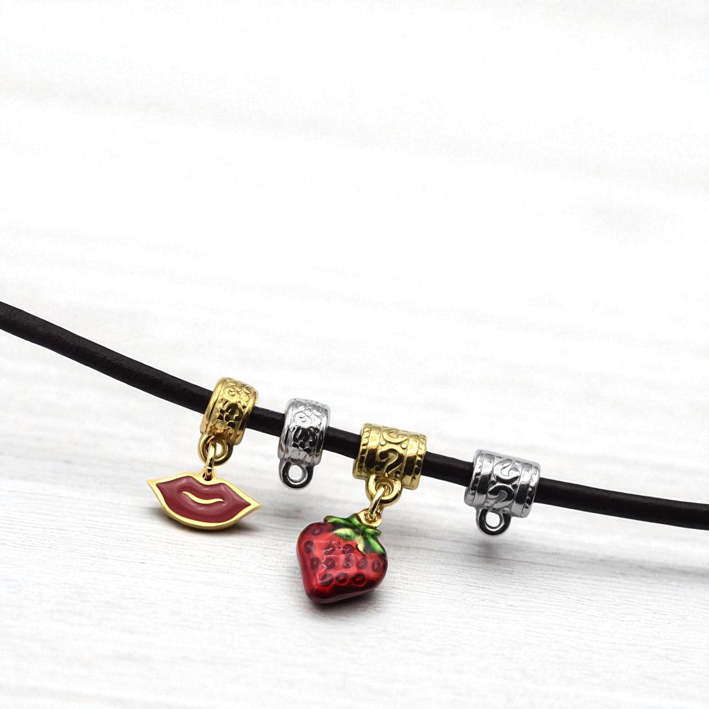 Pattern Barrel Bail Beads: Artisan Vine Pattern, Gold & Silver Stainless Steel (Large Hole 4mm, Durable, Hypoallergenic, 12 Pack)