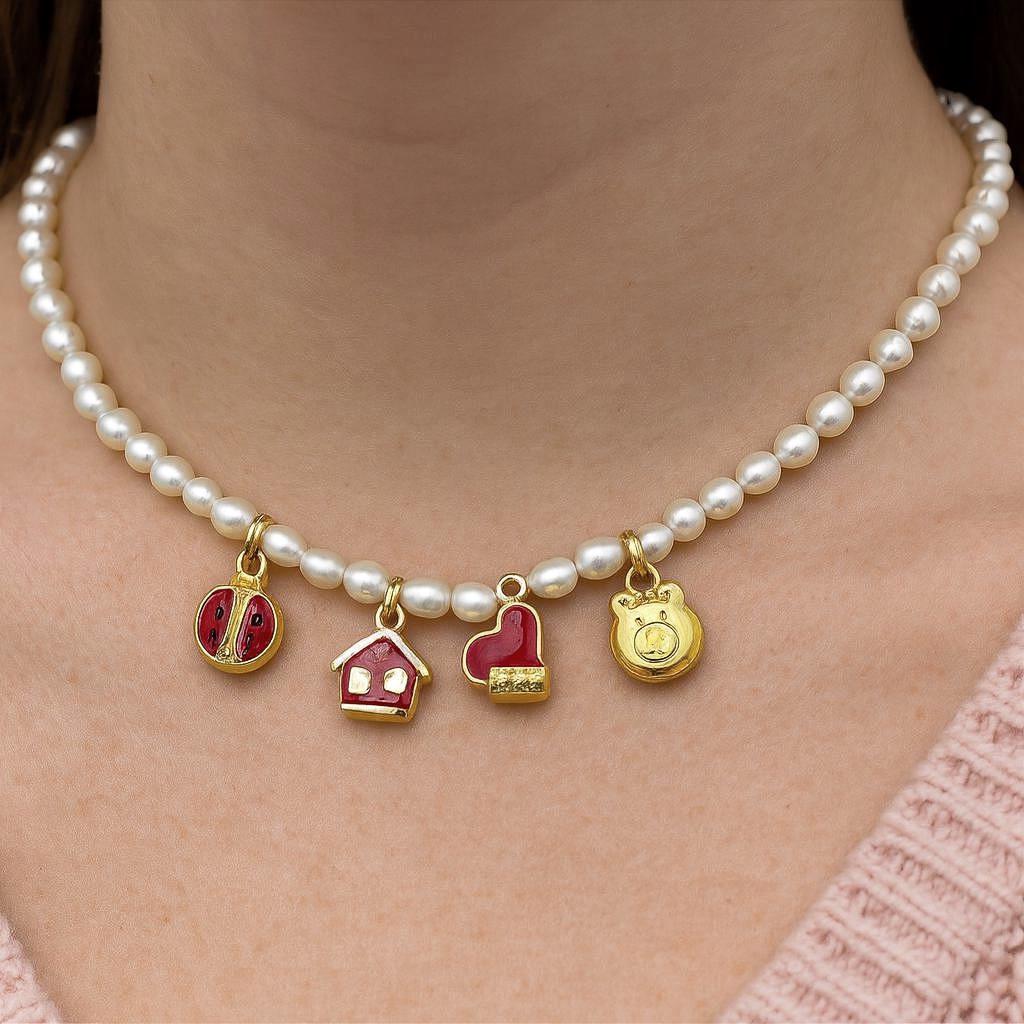 Red Enamel Charm Set: Colorful Kawaii Motifs for Crafting (6 or 12 Pieces, Gold Plated Stainless Steel, Kids Friendly)