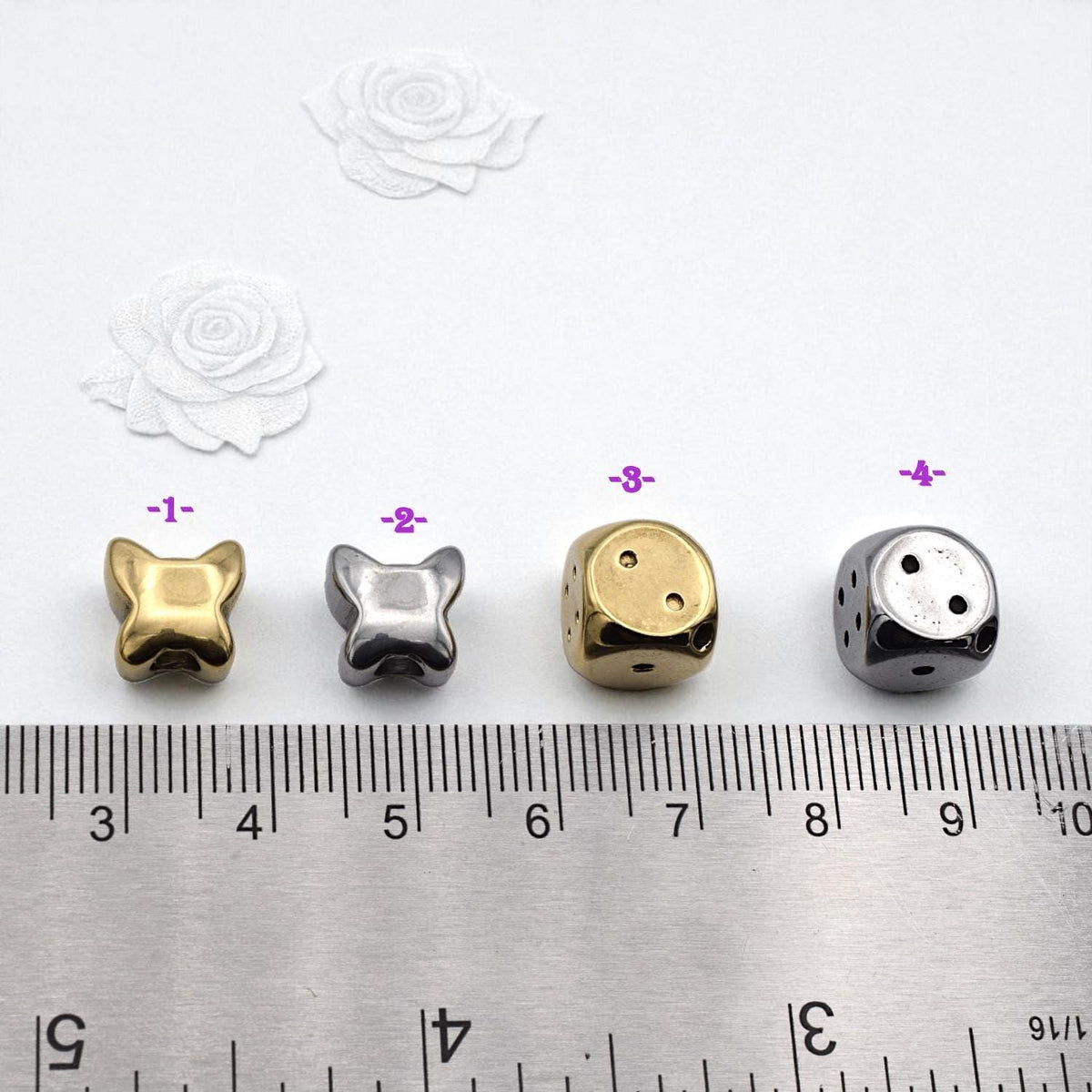Dice Butterfly Star Stainless Steel Beads – Gold & Silver Large Hole Spacer Charms for Bracelets, Necklaces, DIY Jewelry B...
