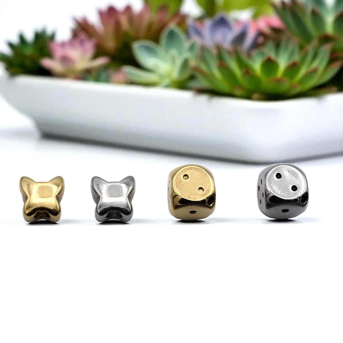 Dice Butterfly Star Stainless Steel Beads – Gold & Silver Large Hole Spacer Charms for Bracelets, Necklaces, DIY Jewelry B...