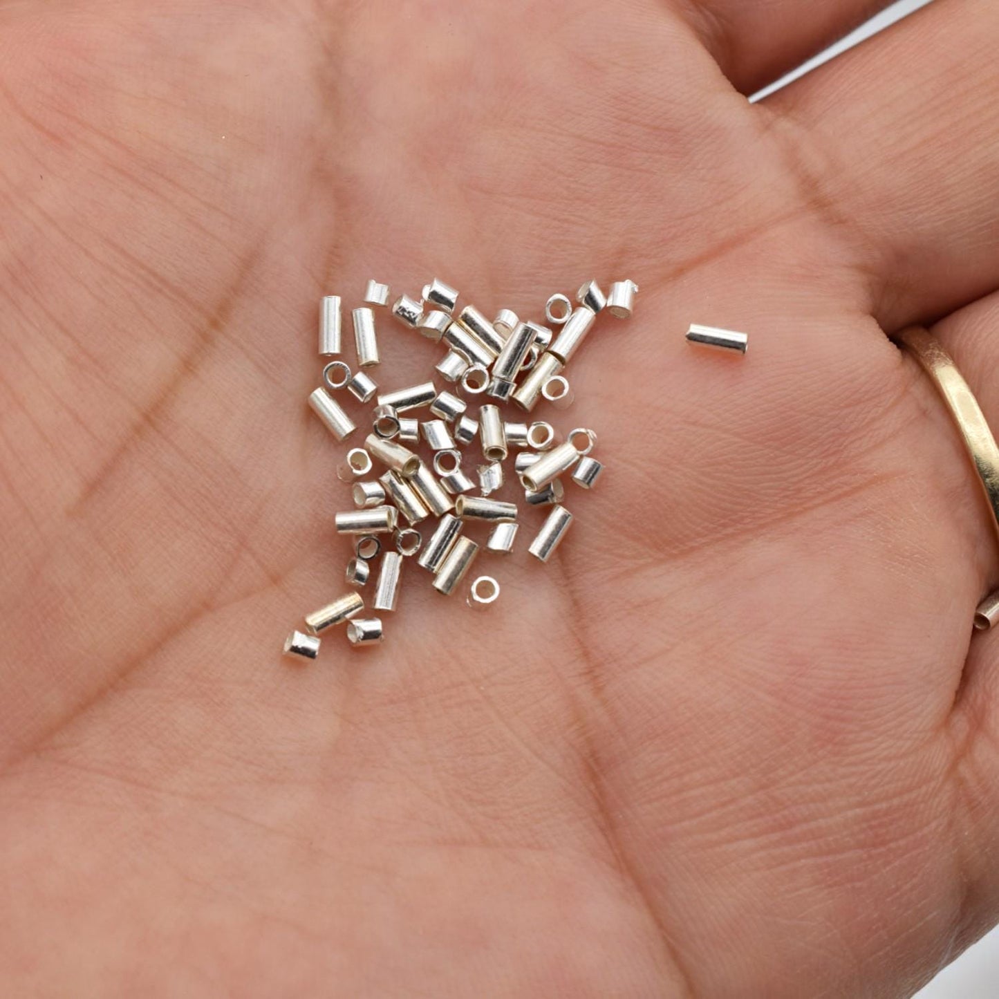 Crimp Bead Tubes Jewelry Findings, Sterling Silver Small Wire Ends (3.5x1.5mm & 1.8x1.5mm, Secure Fasteners, 100 Pieces)