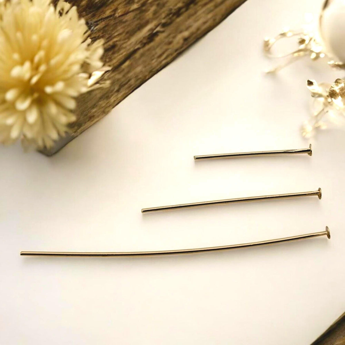 Gold Filled Alternative Head Pins Flat Back 20mm 30mm 50mm Jewelry Making Supplies for Earrings, Bracelets, Necklaces 1mm...