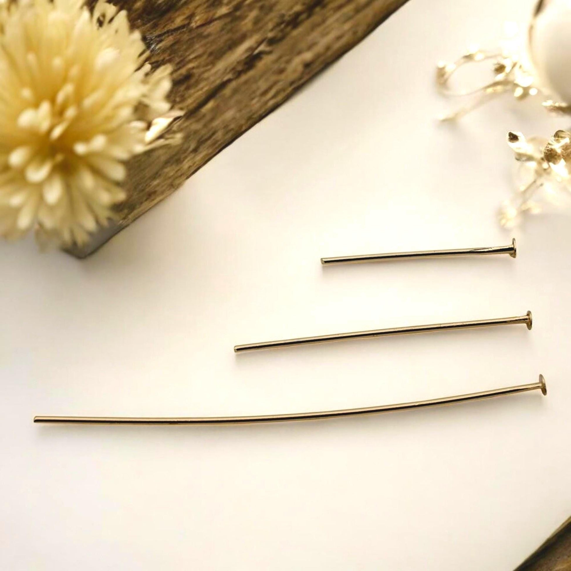 Gold Filled Alternative Head Pins, Flat Back Jewelry Supplies, DIY Earrings Supplies, Jewelry Findings, Craft Wire Pins