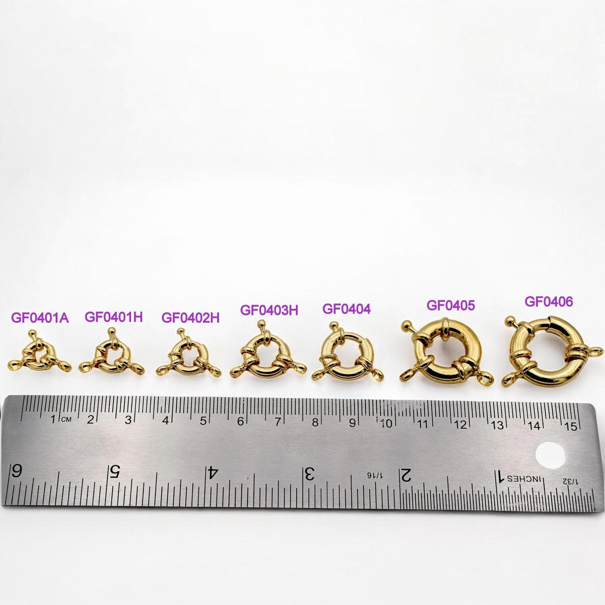 Anchor Clasps 9mm to 21mm Gold Filled Alternative 18Kt look , Round Spring Ring Closures (Strong Hold, Easy Open, Multiple Sizes)