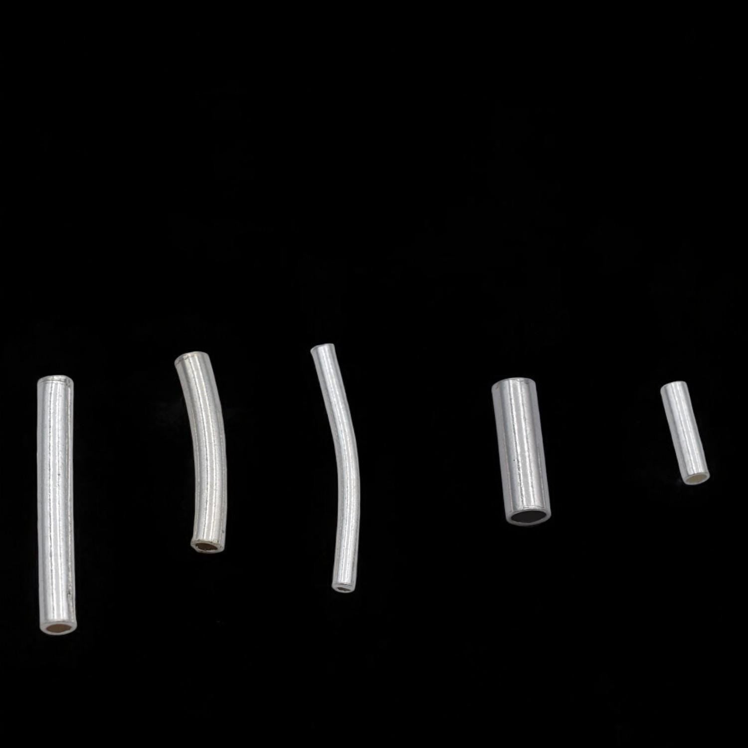 Sterling Silver Tube Spacer Beads: Curved and Straight Designs for Jewelry Making (Tarnish-Resistant, Multiple Sizes, DIY Craft Supplies)