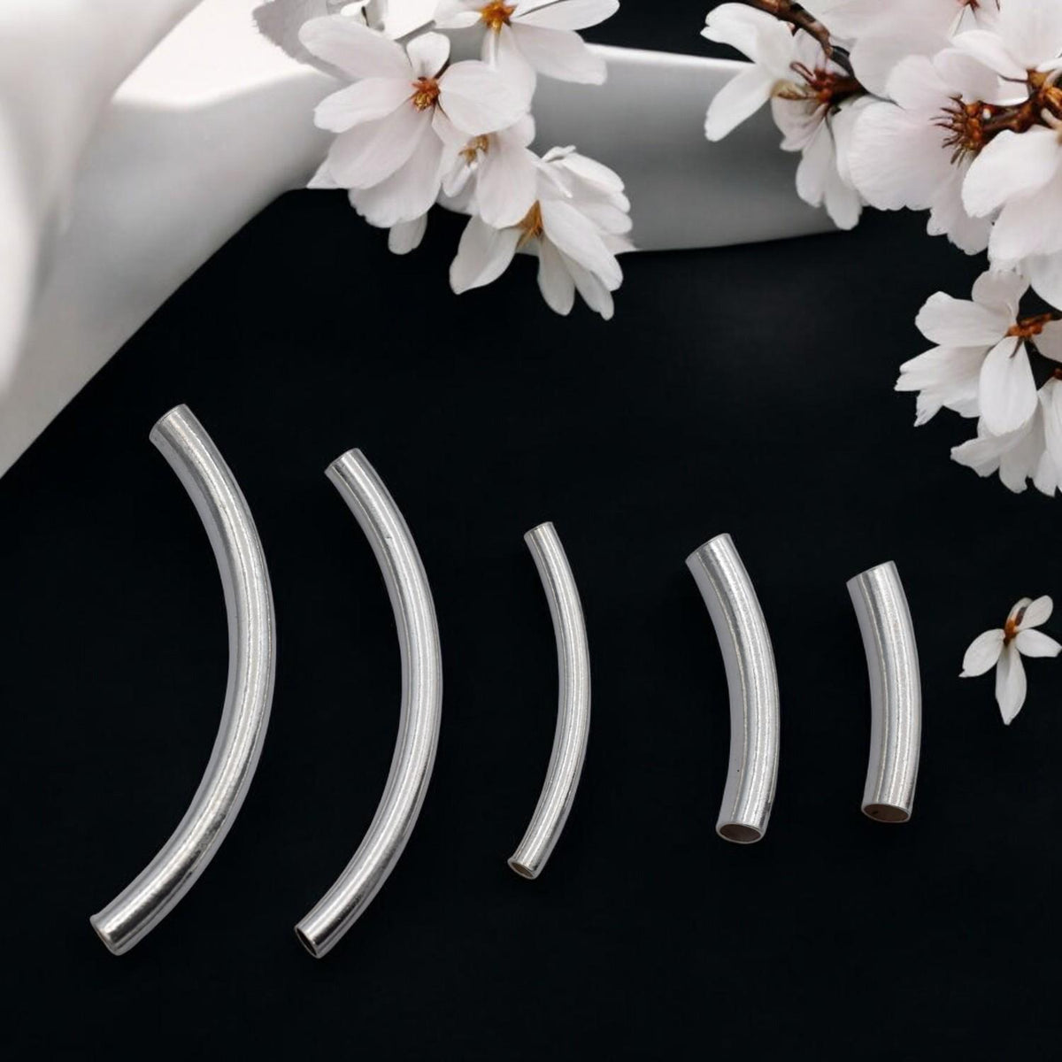 Tube Spacer Beads Curved Sterling Silver: Arc Shaped Jewelry Findings, Tarnish Resistant | Durable, Lightweight | Multiple Sizes