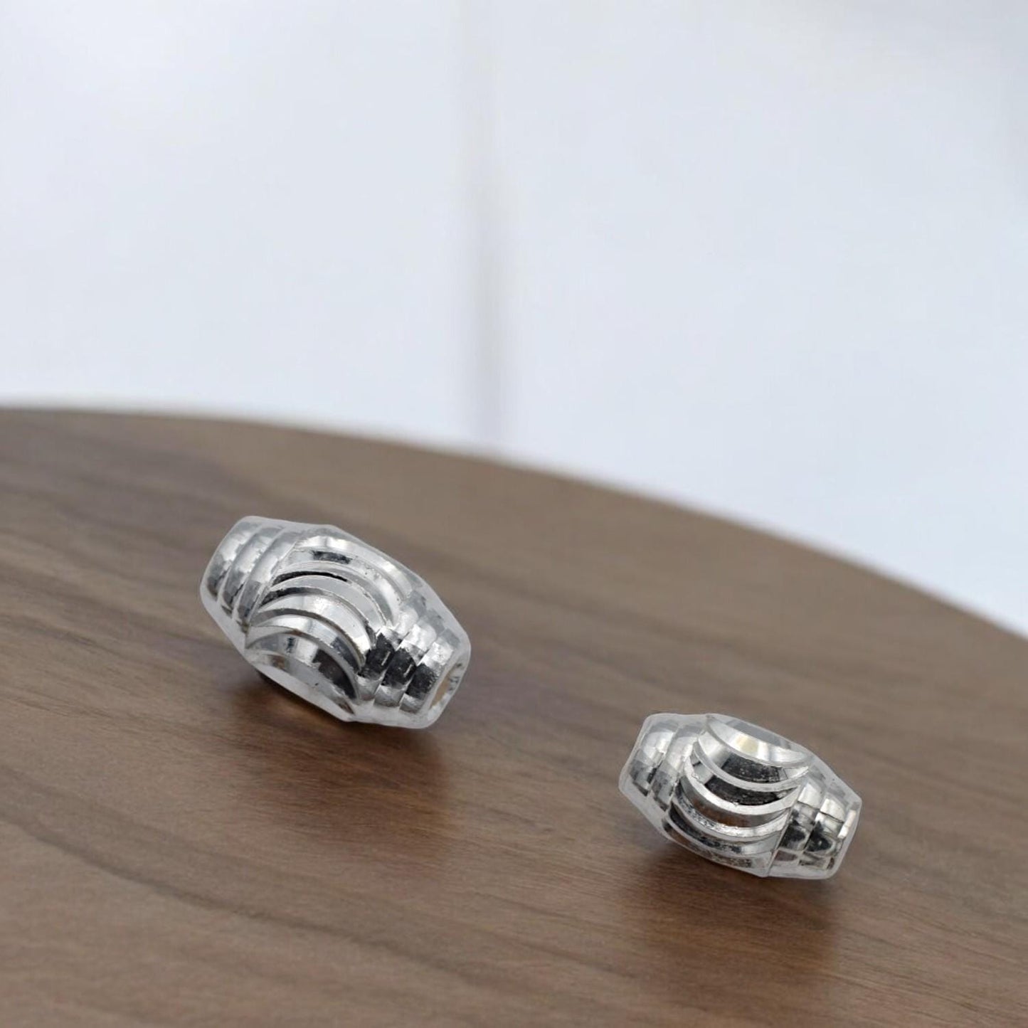 Spacer Beads Carved - Sterling Silver Barrel Spacers - Textured Design, Durable Metal, DIY Jewelry Accents