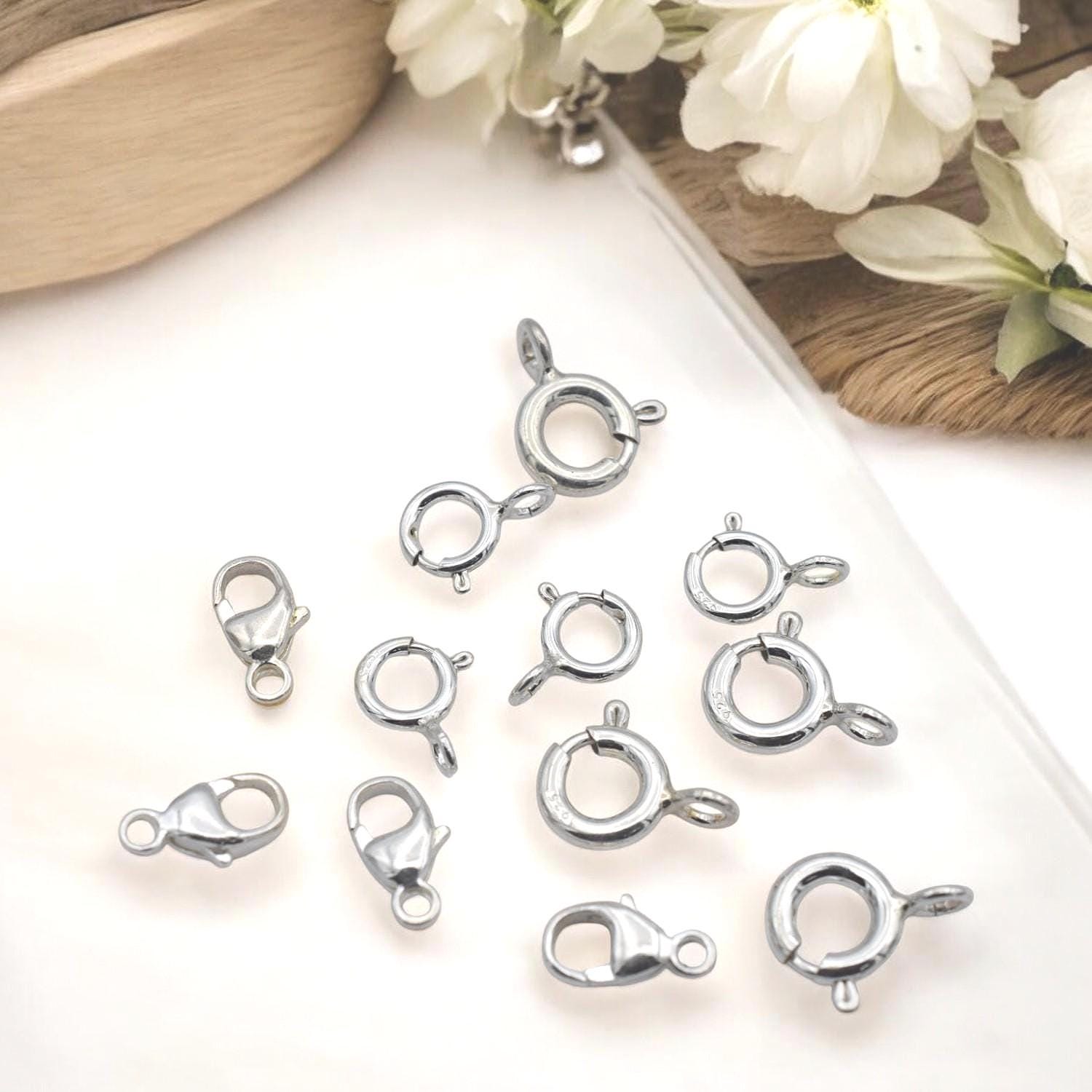 925 Sterling Silver Lobster Spring Ring Clasps Jewelry Findings, Necklace & Bracelet Closures (4-8mm Sizes, Durable, Craft Supplies)