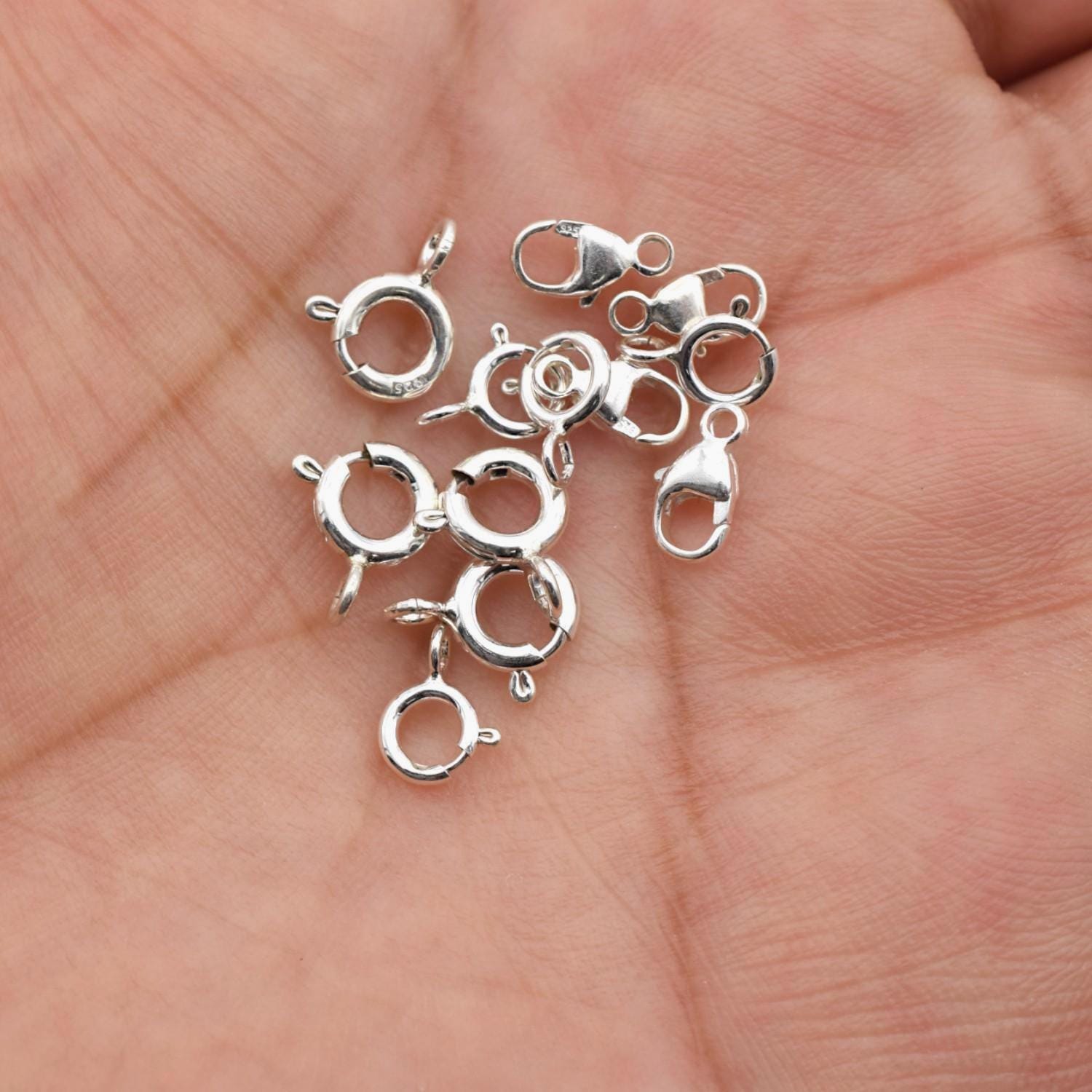 925 Sterling Silver Lobster Spring Ring Clasps Jewelry Findings, Necklace & Bracelet Closures (4-8mm Sizes, Durable, Craft Supplies)