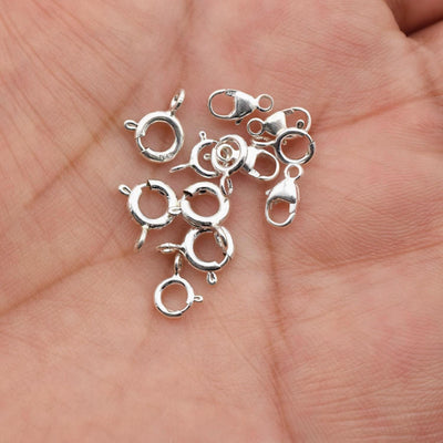 925 Sterling Silver stamped Lobster, Spring Round Ring Clasps Jewelry Making Findings | Necklace, Bracelet Closures | DIY...