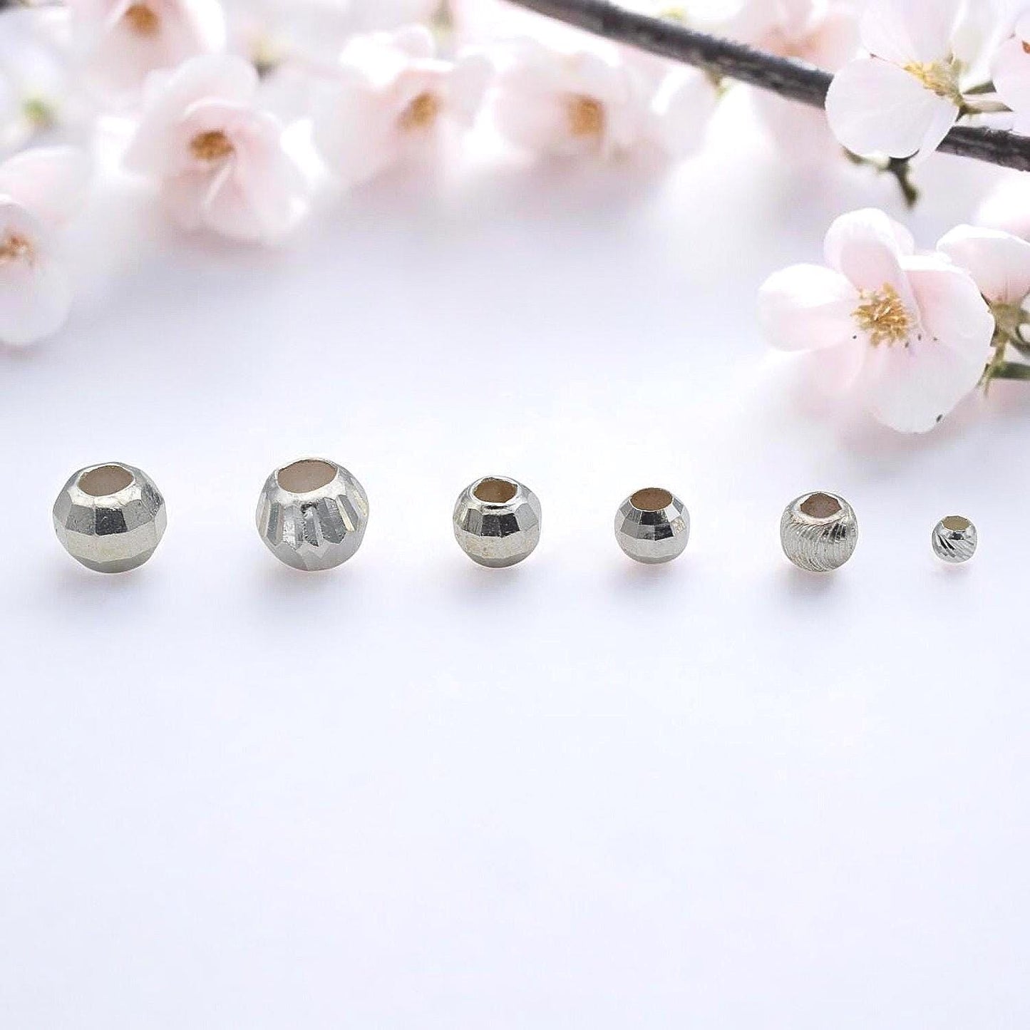 Faceted Spacer Beads - 925 Sterling Silver Round Accents - Polished Faceted Surface, Durable Material, Jewelry Making