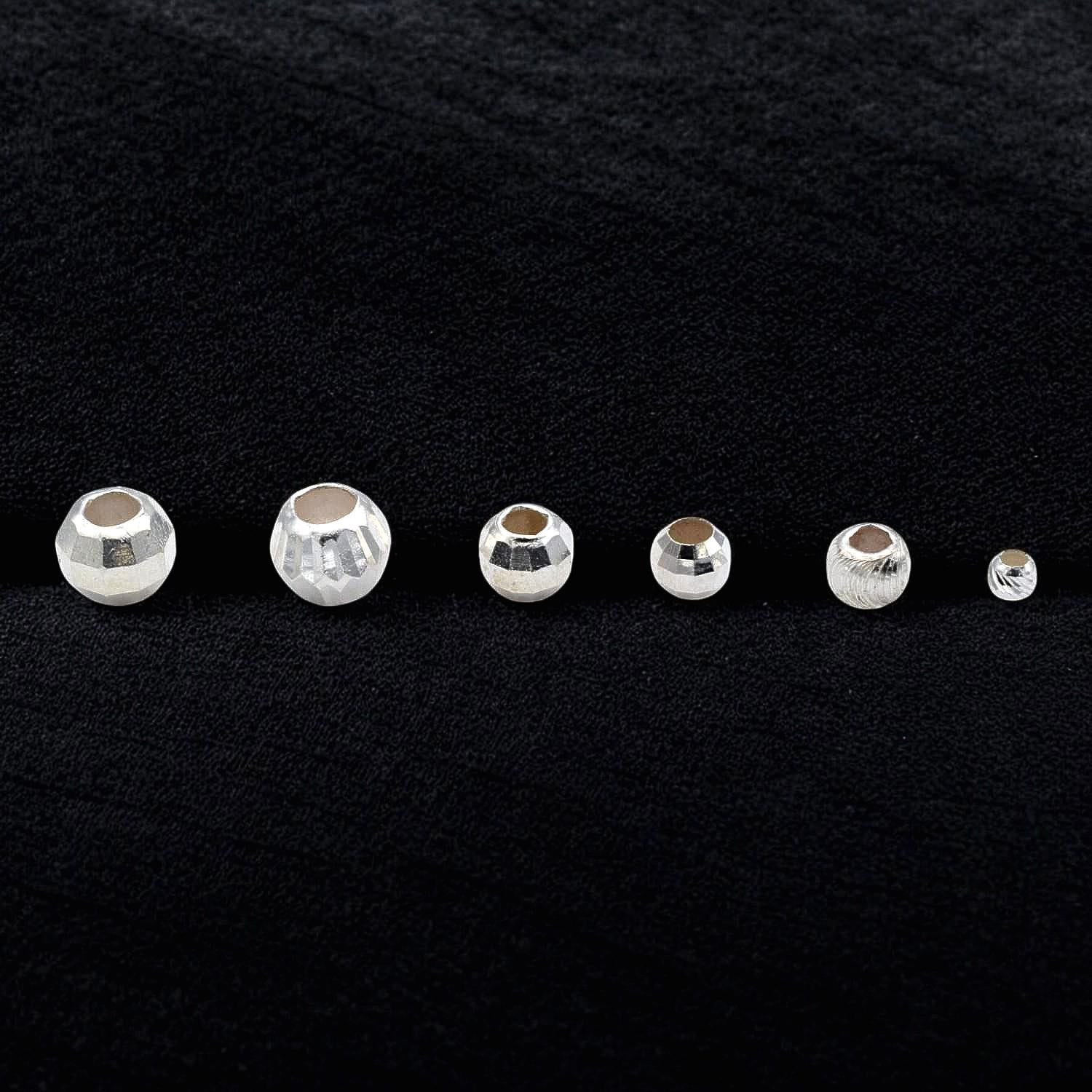 Faceted Spacer Beads - 925 Sterling Silver Round Accents - Polished Faceted Surface, Durable Material, Jewelry Making