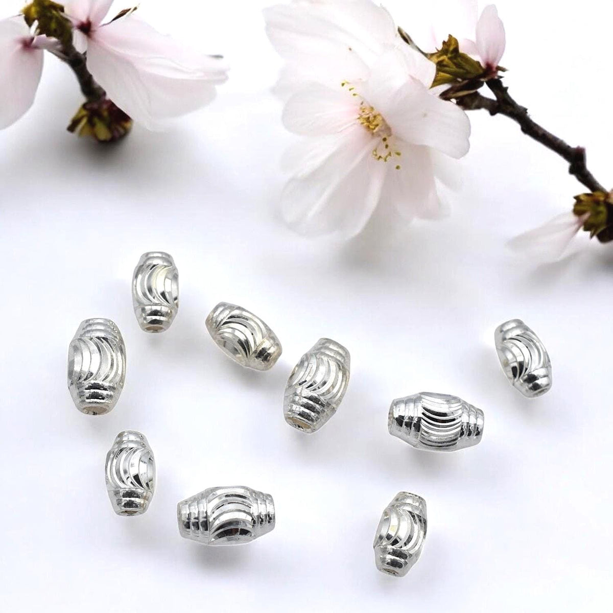 Spacer Beads Carved - Sterling Silver Barrel Spacers - Textured Design, Durable Metal, DIY Jewelry Accents