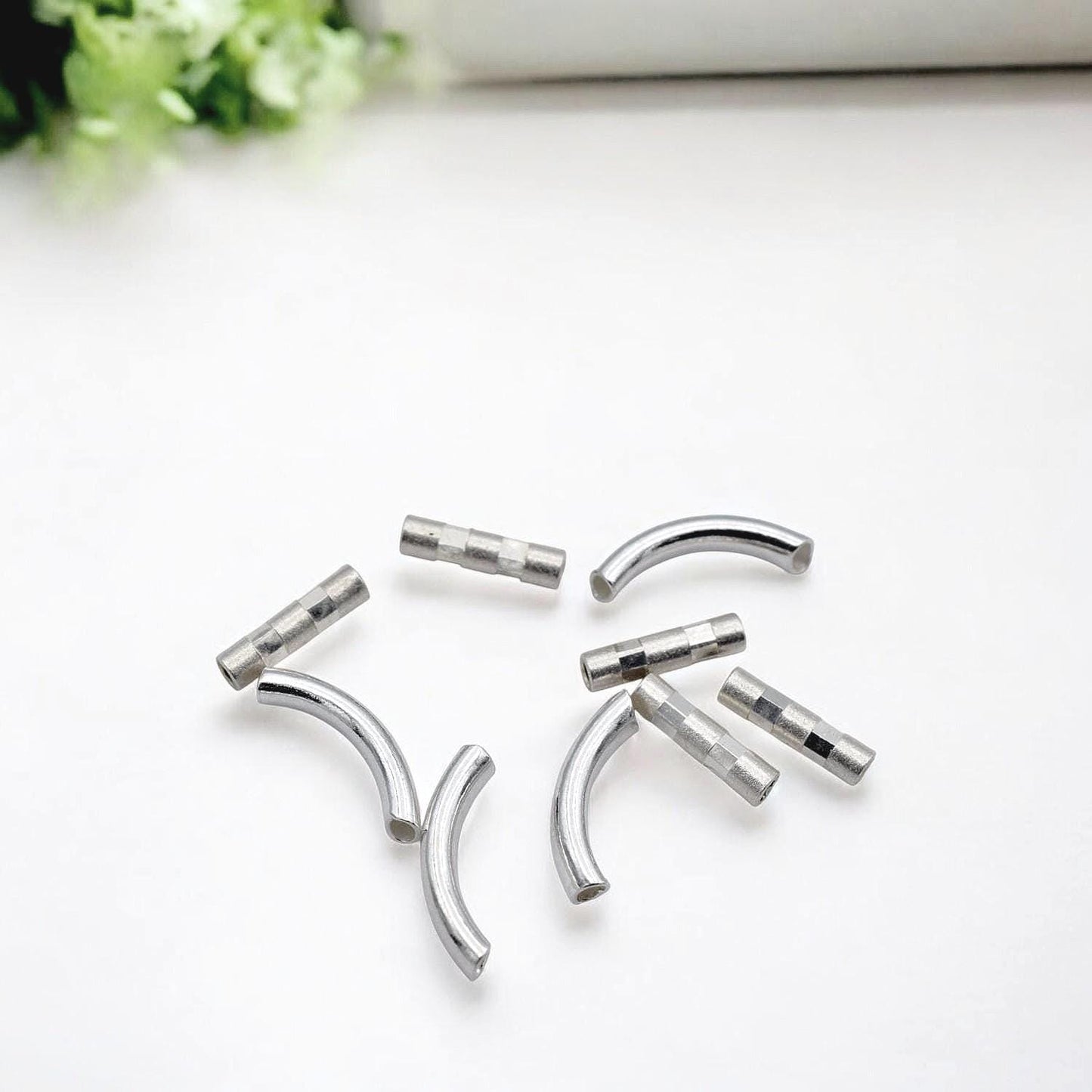 Sterling Silver Tube Beads - Curved and Straight Spacer Tubes - Durable, Tarnish-Resistant, Jewelry DIY Supplies, Easy Stringing