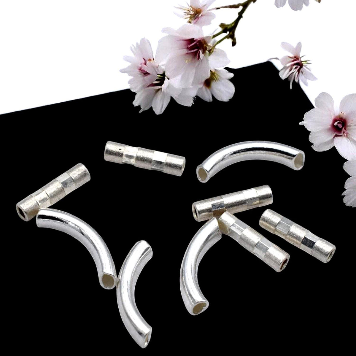 Sterling Silver Tube Beads - Curved and Straight Spacer Tubes - Durable, Tarnish-Resistant, Jewelry DIY Supplies, Easy Stringing