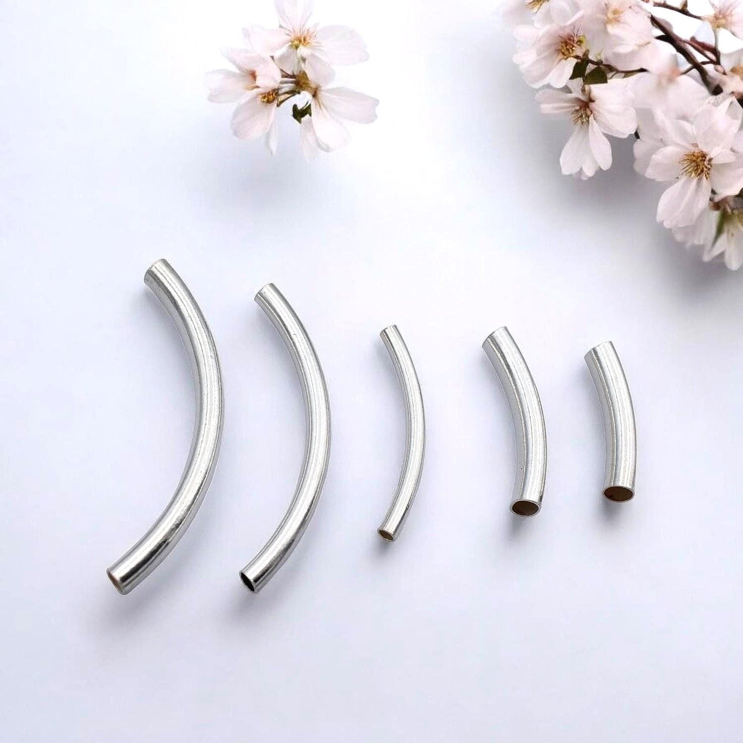 Tube Spacer Beads Curved Sterling Silver: Arc Shaped Jewelry Findings, Tarnish Resistant | Durable, Lightweight | Multiple Sizes