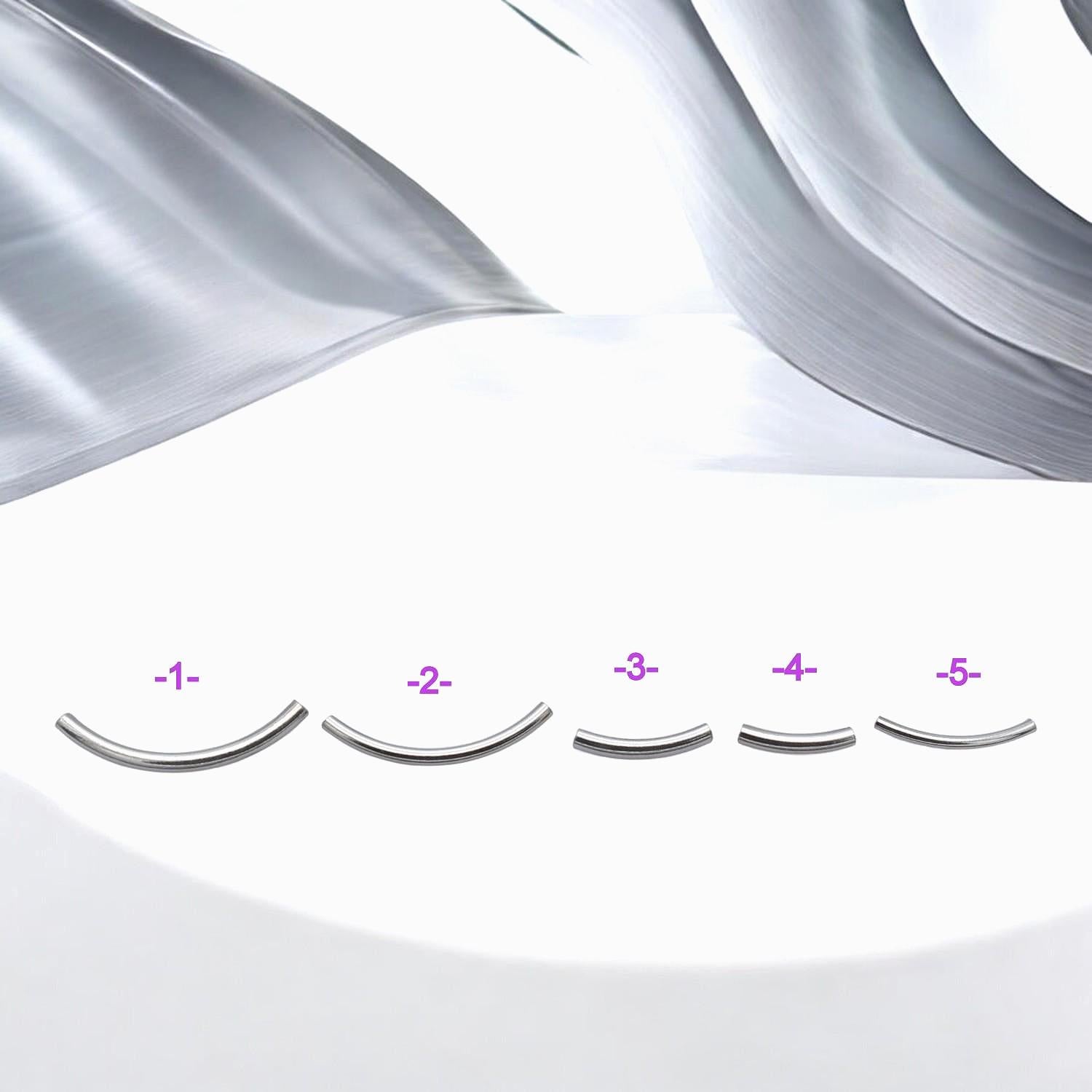 Tube Spacer Beads Curved Sterling Silver: Arc Shaped Jewelry Findings, Tarnish Resistant | Durable, Lightweight | Multiple Sizes