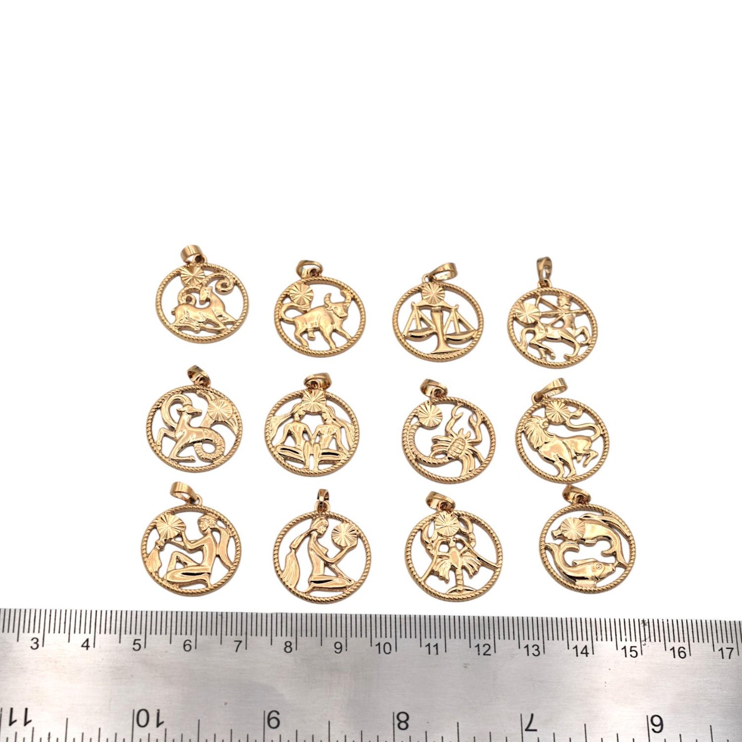 Zodiac Charm Pendant Horoscope Coin Gold Filled Alternative – 23x20mm Jewelry Making