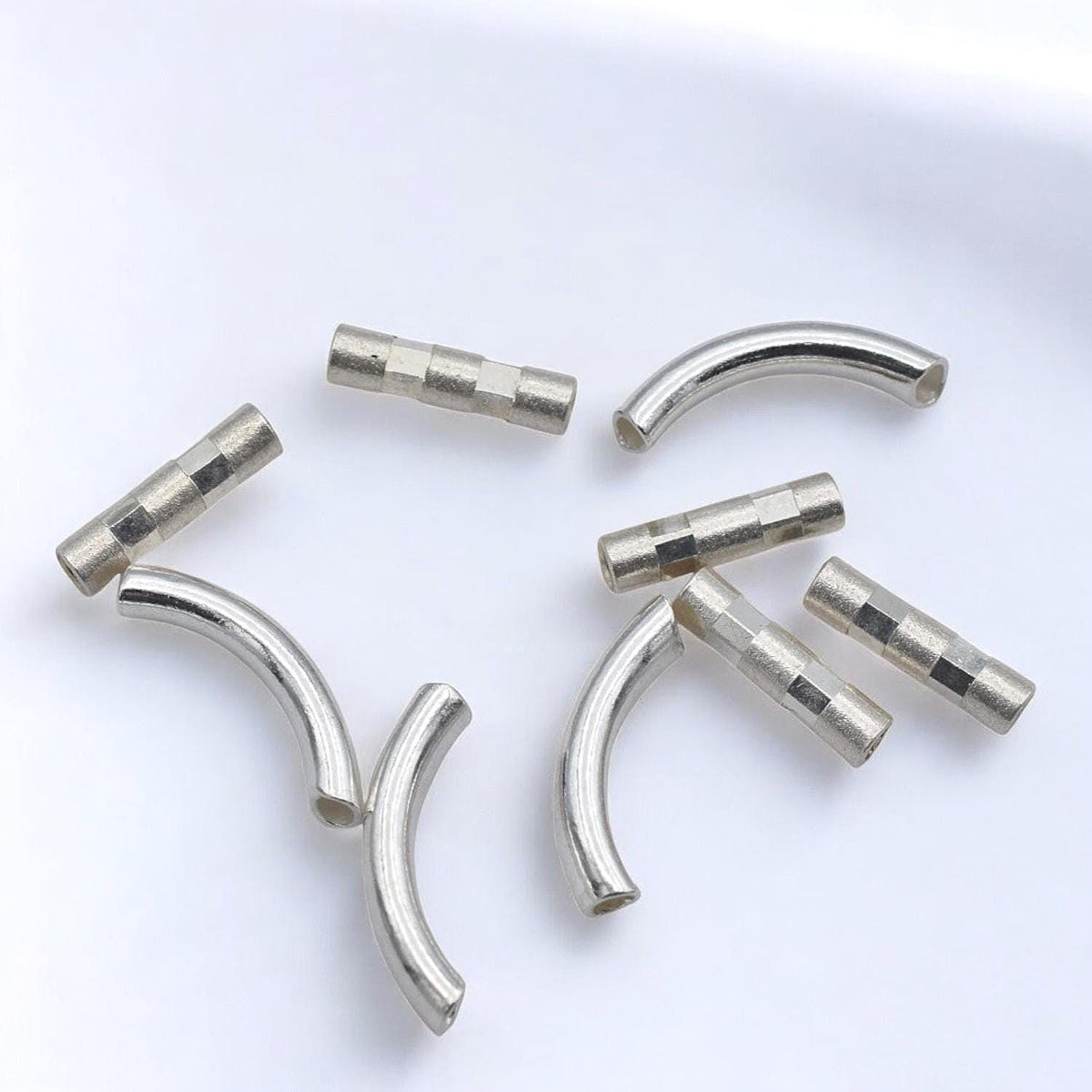 Sterling Silver Tube Beads - Curved and Straight Spacer Tubes - Durable, Tarnish-Resistant, Jewelry DIY Supplies, Easy Stringing