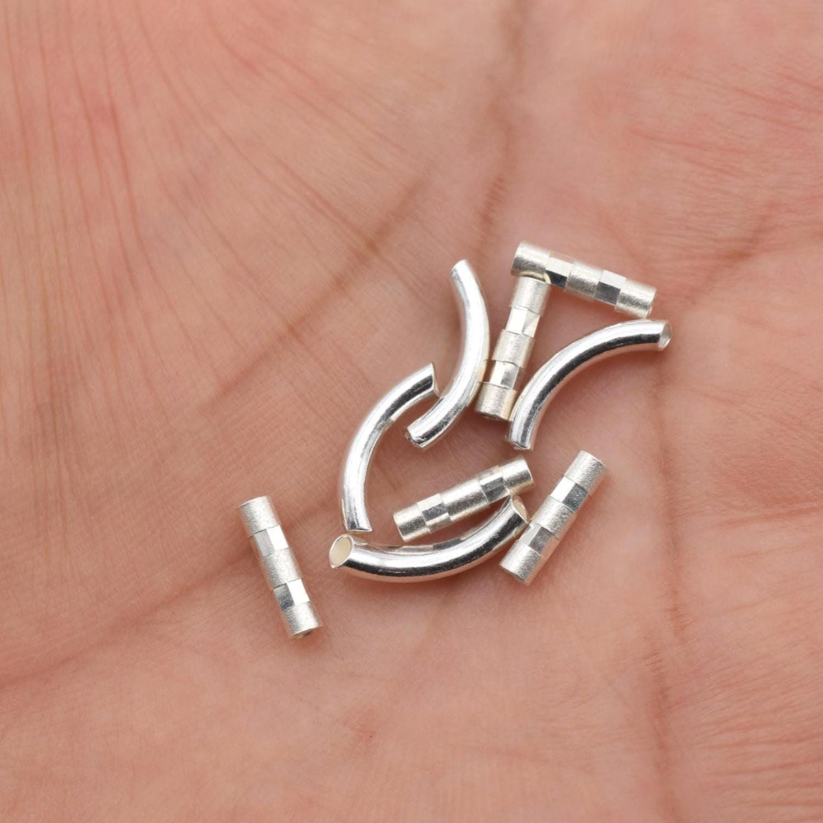 Sterling Silver Tube Beads - Curved and Straight Spacer Tubes - Durable, Tarnish-Resistant, Jewelry DIY Supplies, Easy Stringing