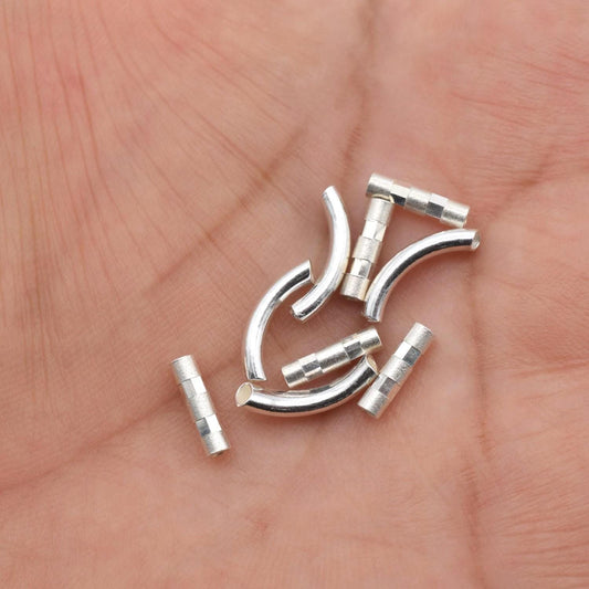 Sterling Silver Tube Beads - Curved and Straight Spacer Tubes - Durable, Tarnish-Resistant, Jewelry DIY Supplies, Easy Stringing