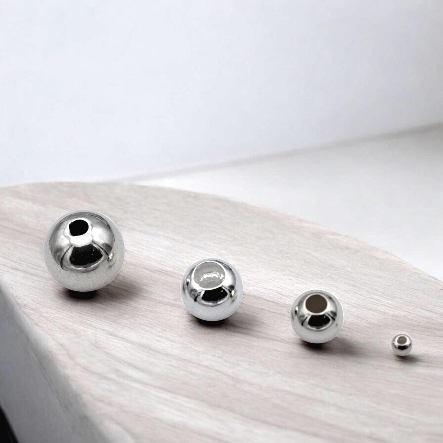 Spacer Beads Smooth Sterling Silver Round Beads, Polished Finish (2mm-8mm Sizes, Durable, Tarnish Resistant)