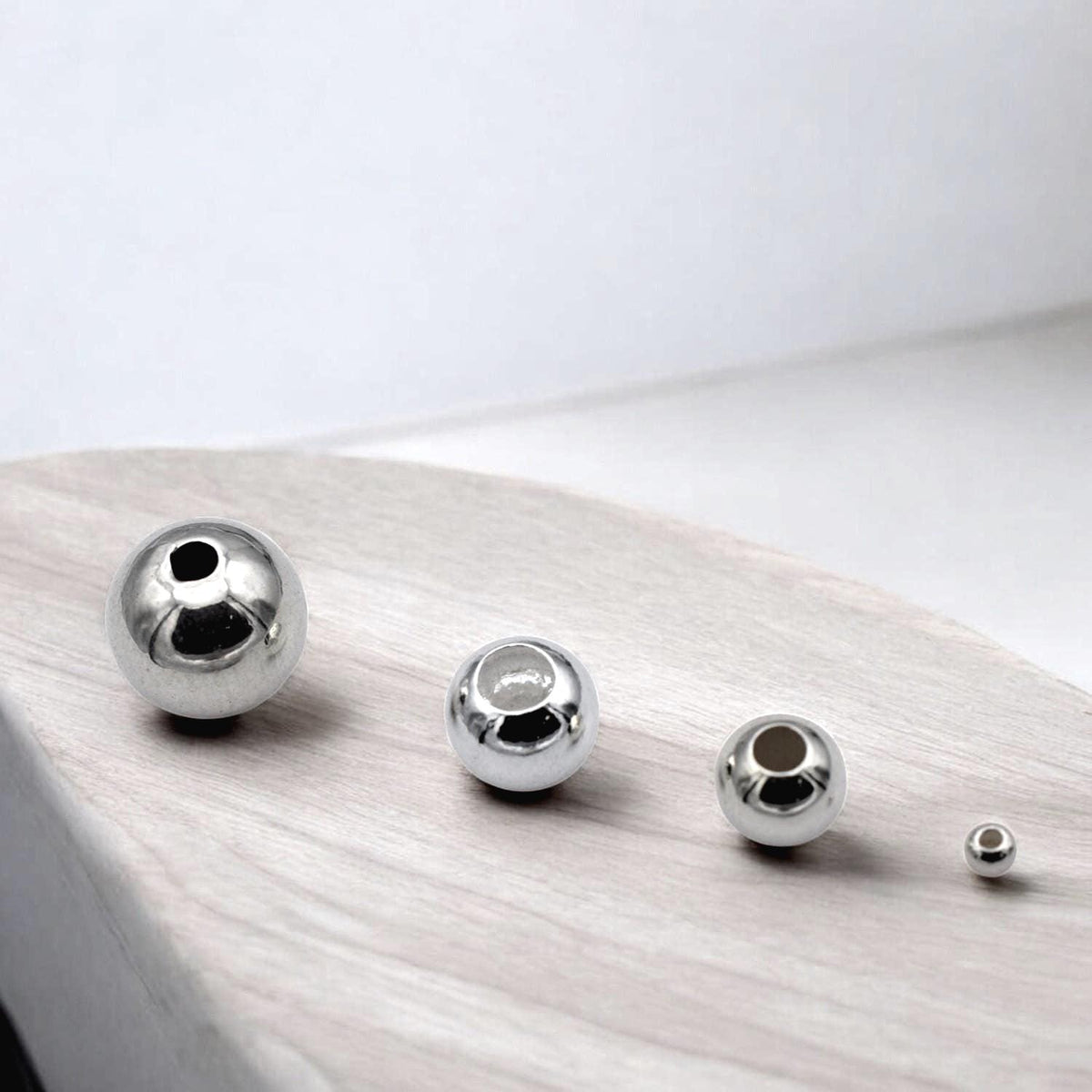 Spacer Beads Smooth Sterling Silver Round Beads, Polished Finish (2mm-8mm Sizes, Durable, Tarnish Resistant)