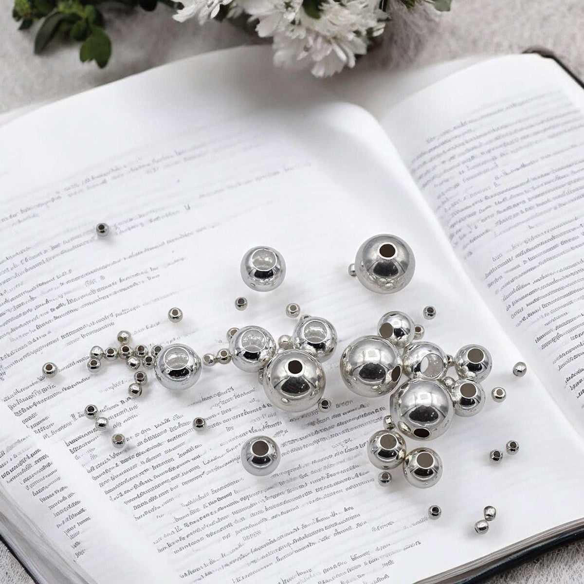Spacer Beads Smooth Sterling Silver Round Beads, Polished Finish (2mm-8mm Sizes, Durable, Tarnish Resistant)