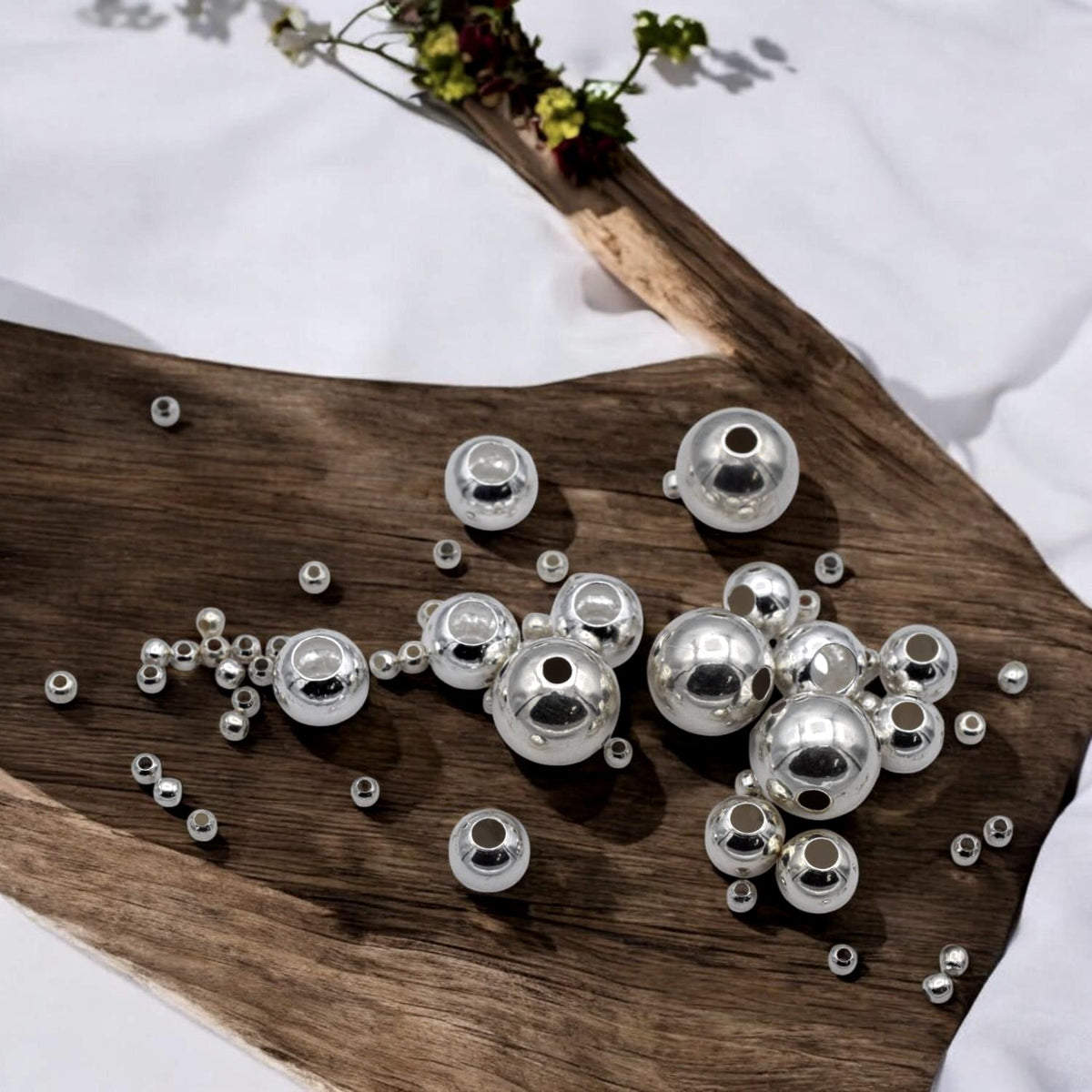 Spacer Beads Smooth Sterling Silver Round Beads, Polished Finish (2mm-8mm Sizes, Durable, Tarnish Resistant)