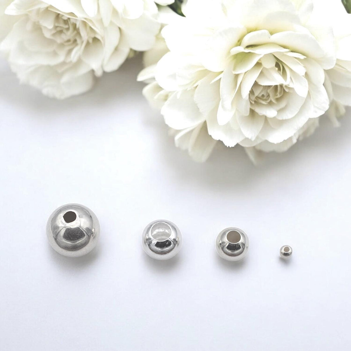 Spacer Beads Smooth Sterling Silver Round Beads, Polished Finish (2mm-8mm Sizes, Durable, Tarnish Resistant)